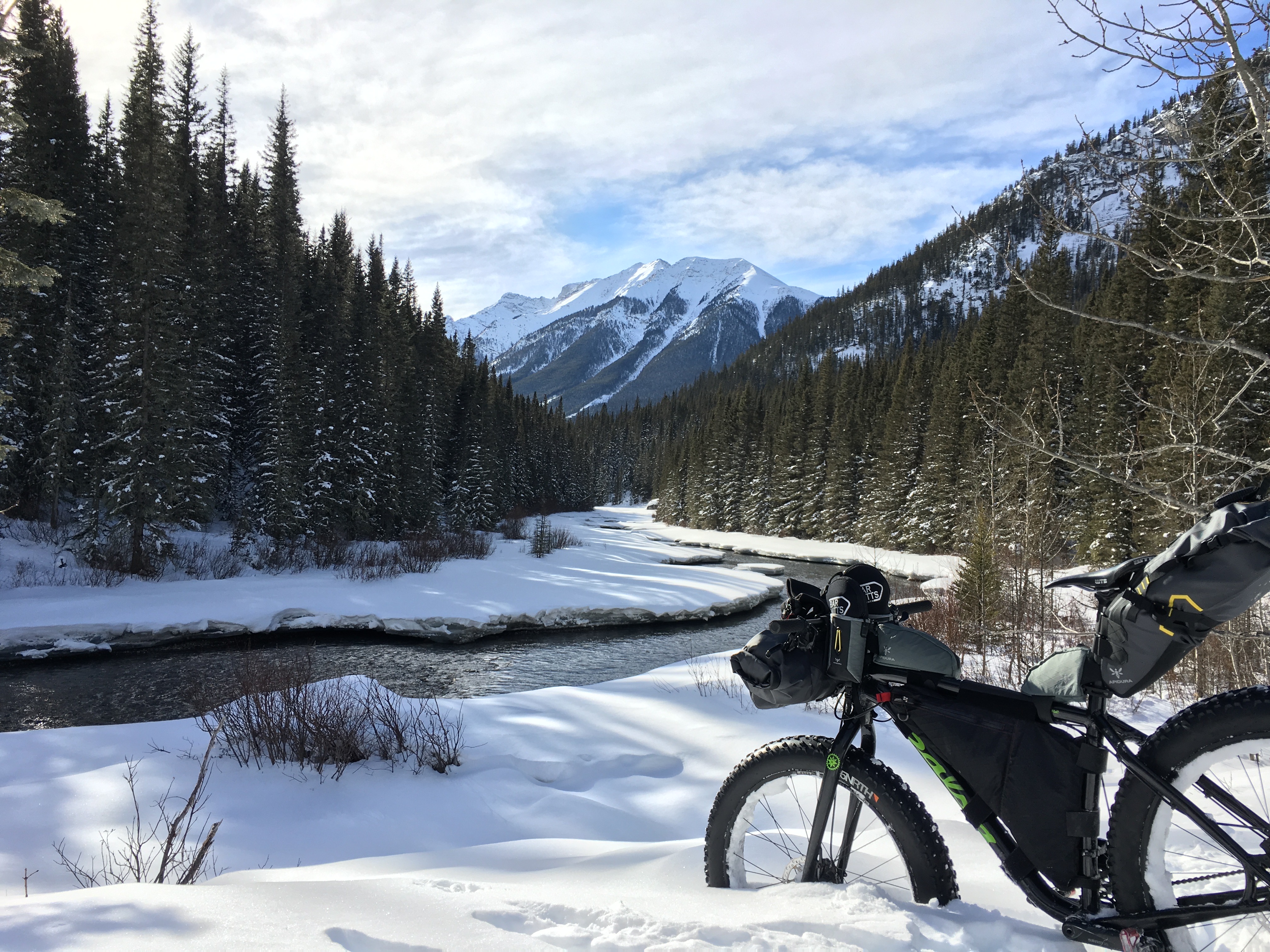 Bikepacking along the Goat Creek Trail, east of Banff. Photo by Ryan Correy